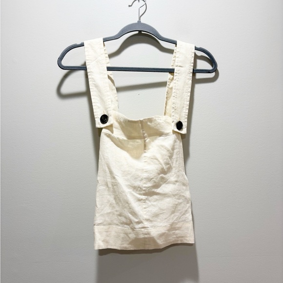 Everlane NEW Women's Off-White Apron Linen Tank Top Crisscross Back Size 6 - Picture 3 of 8